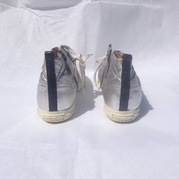 MIU MIU Quilted Pointed Toe High Top Sneakers - Picture 5 of 10